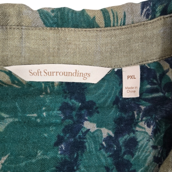 Soft Surroundings Floral Green Bohemian Cotton Shirt. Size PXL - Picture 5 of 9